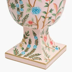 Small Pink Chinoiserie Tole Urn Vase