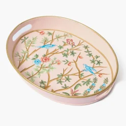 Small Pink Oval Chinosierie Tole Tray