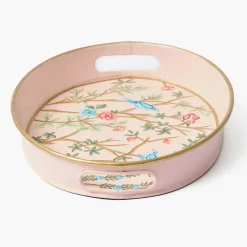 Small Pink Oval Chinosierie Tole Tray