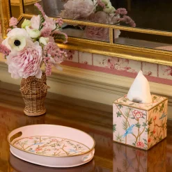 Small Pink Oval Chinosierie Tole Tray