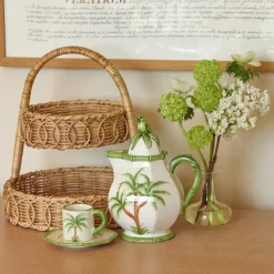 Small Rattan Two Tiered Stand