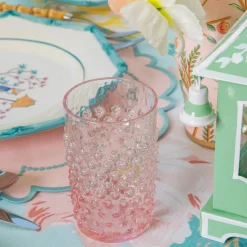 Small Rose Pink Hobnail Jug & Glasses (Set of 6)