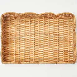 Small Scalloped Rattan Tray