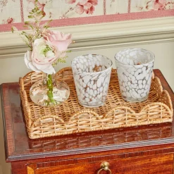 Small Scalloped Rattan Tray