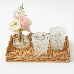Small Scalloped Rattan Tray