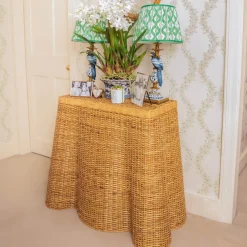 Small Vivienne Rattan Scalloped Console Table