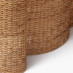 Small Vivienne Rattan Scalloped Console Table