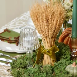 Small Wheat Sheaf with Green Velvet Bow (Pair)