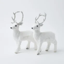 Snow White Glitter Reindeer (Pair)