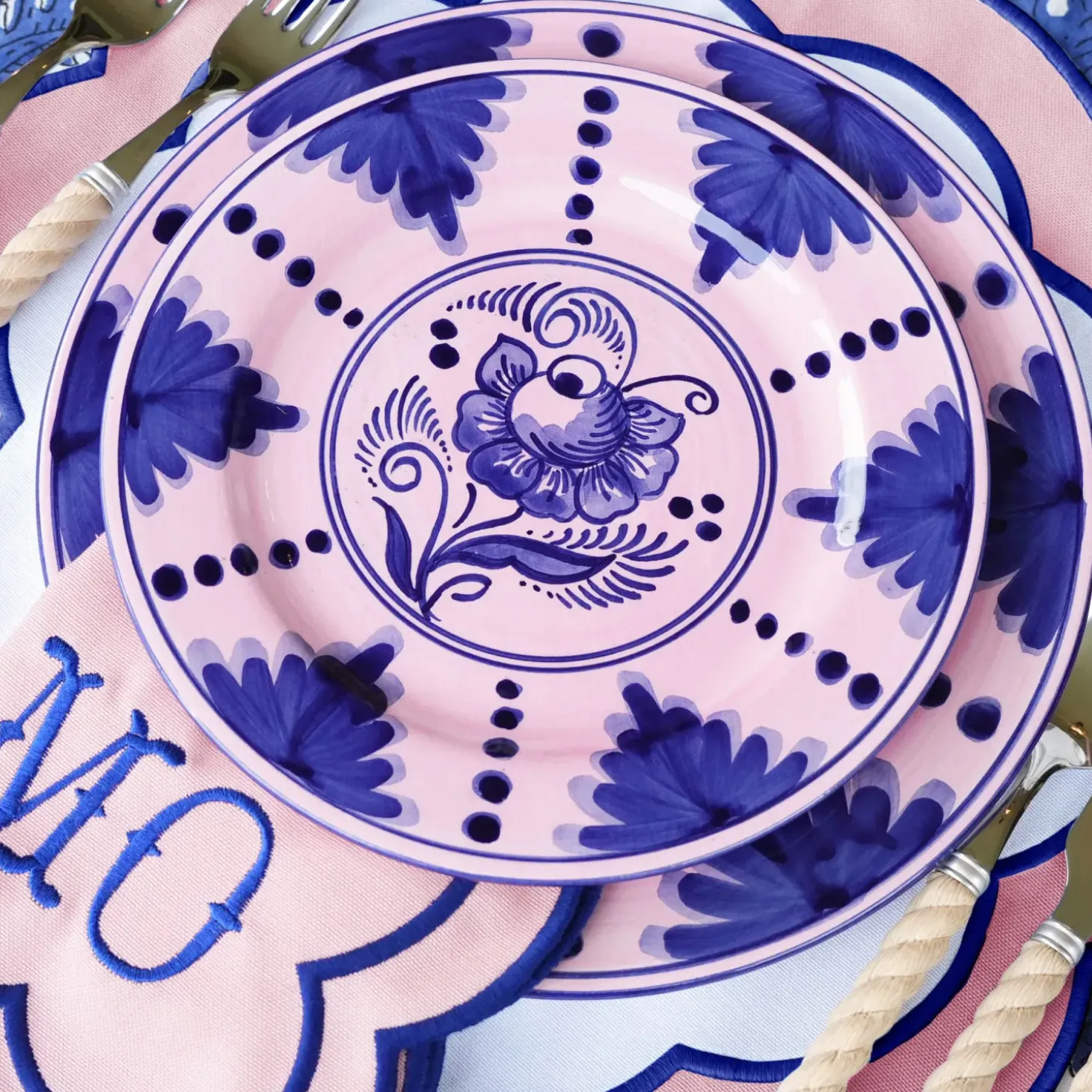 Sofia Pink Appliqué Placemats & Napkins (Set of 4)