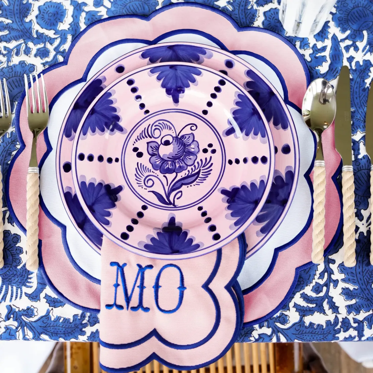 Sofia Pink Appliqué Placemats & Napkins (Set of 4)