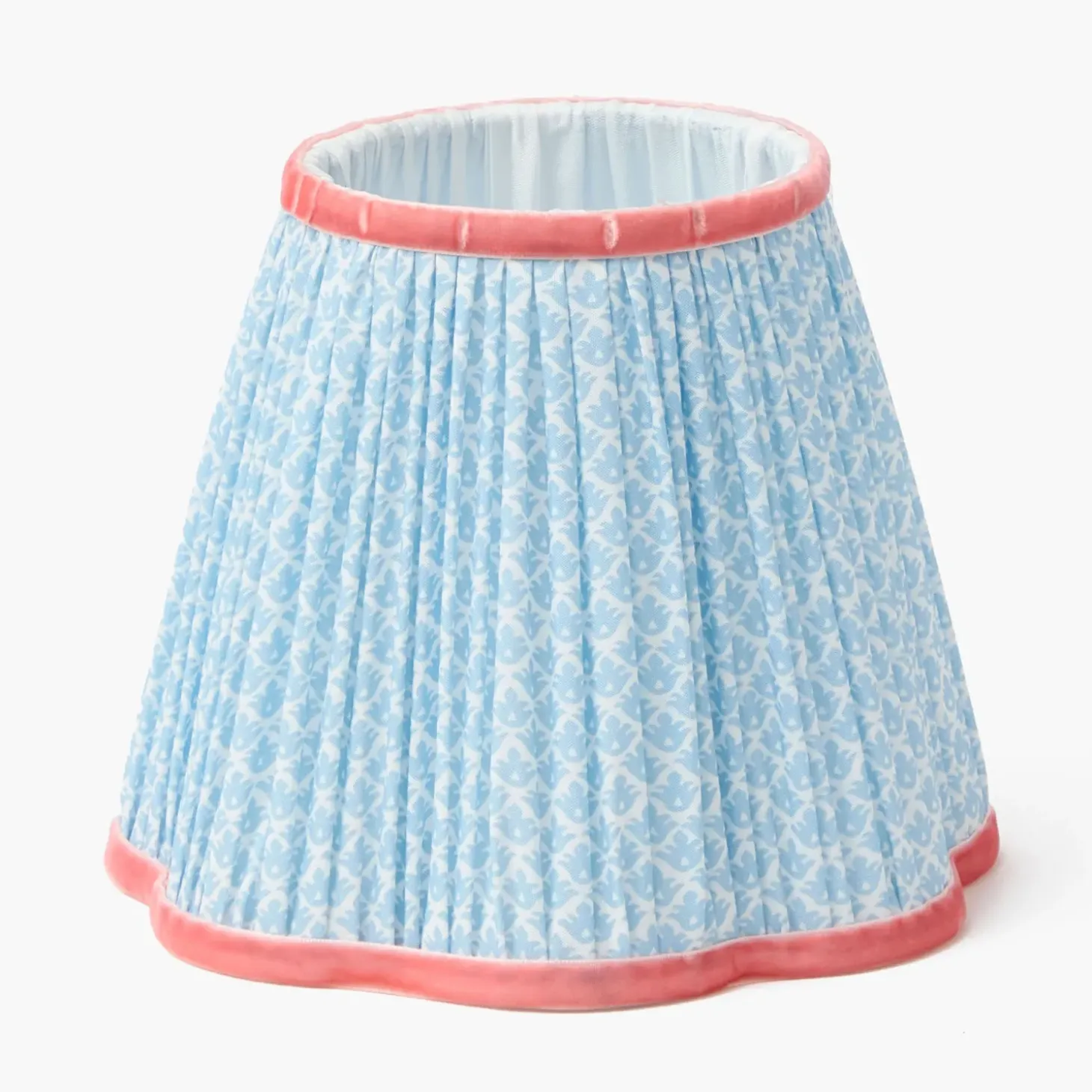 Soft Blue & Coral Lotus Lampshade (18cm)