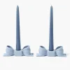 Soft Blue Ceramic Bow Candle Holder (Pair)