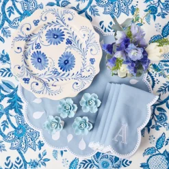 Soft Blue Fiore Napkin Rings (Set of 4)