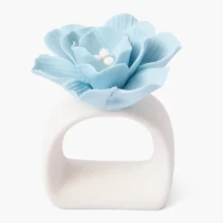 Soft Blue Fiore Napkin Rings (Set of 4)