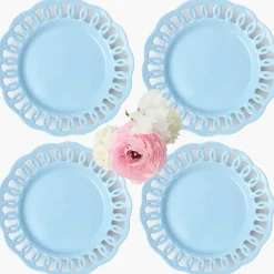 Soft Blue Lace Dinner Plates (Set of 4)