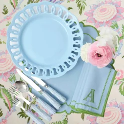 Soft Blue Lace Dinner Plates (Set of 4)