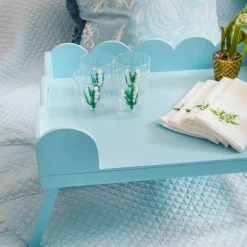 Soft Blue Lacquer Breakfast Tray