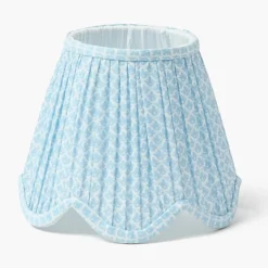 Soft Blue Lotus Deep Scalloped Lampshade (18cm)