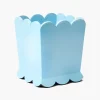 Soft Blue Scalloped Lacquer Waste Paper Bin