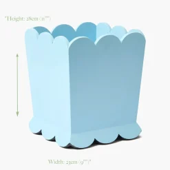 Soft Blue Scalloped Lacquer Waste Paper Bin