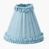 Soft Blue Silk Frilled Lampshade (18cm)