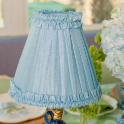 Soft Blue Silk Frilled Lampshade (18cm)