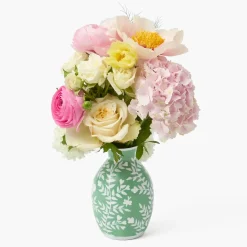 Soft Green Hand Painted Tole Bud Vases (Set of 3)
