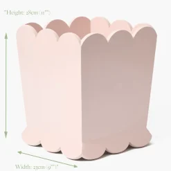 Soft Pink Scalloped Lacquer Waste Paper Bin