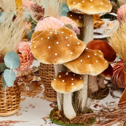 Tall Caramel Velvet Mushrooms (Set of 3)