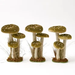 Tall Green Velvet Mushrooms (Set of 3)