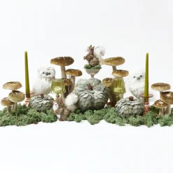 Tall Green Velvet Mushrooms (Set of 3)