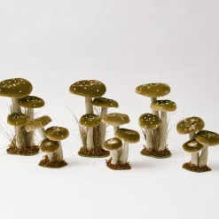 Tall Green Velvet Mushrooms (Set of 3)