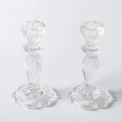 Tall Lace Edge Candle Holders (Pair)