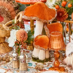 Tall Orange Glitter Mushrooms (Pair)