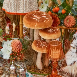 Tall Orange Velvet Mushrooms (Set of 3)
