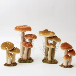 Tall Orange Velvet Mushrooms (Set of 3)
