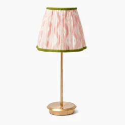 Tall Rechargeable Lamp with Pink & Green Ikat Shade (18cm)