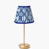 Tall Rechargeable Lamp with Cobalt Ikat Shade (18cm)