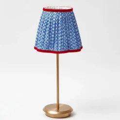Tall Rechargeable Lamp with Cobalt & Red Lotus Shade (18cm)