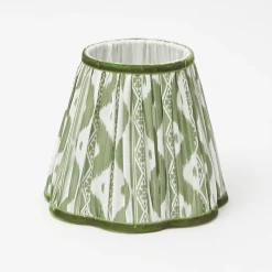Tall Rechargeable Lamp with Olive Ikat Shade (18cm)