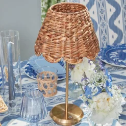 Tall Rechargeable Lamp with Natural Seagrass Shade