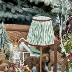 Tall Rechargeable Lamp with Olive & Chocolate Ikat Shade (18cm)