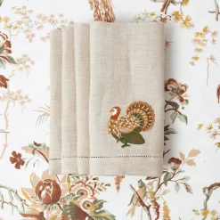 Taupe Embroidered Turkey Linen Napkins (Set of 4)