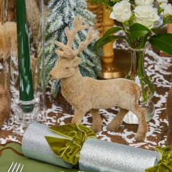 Taupe Flocked Reindeer Family