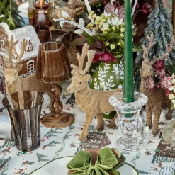 Taupe Flocked Reindeer Family