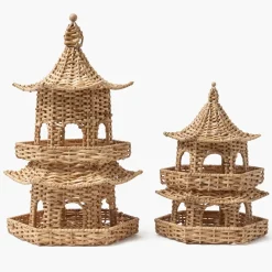 Thea Rattan Pagoda Lantern - 30cm