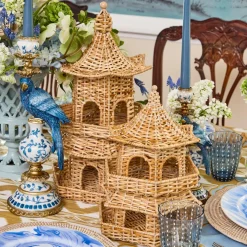 Thea Rattan Pagoda Lantern - 30cm