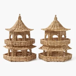 Thea Rattan Pagoda Lantern - 30cm