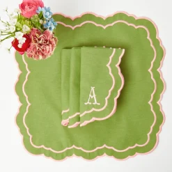 Valérie Green & Pink Napkins (Set of 4)